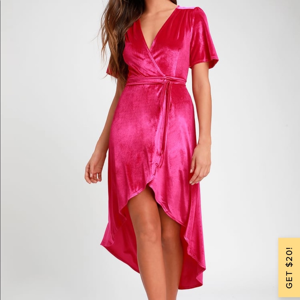 Lulus Velvet High-Low Wrap Dress (Never Worn)